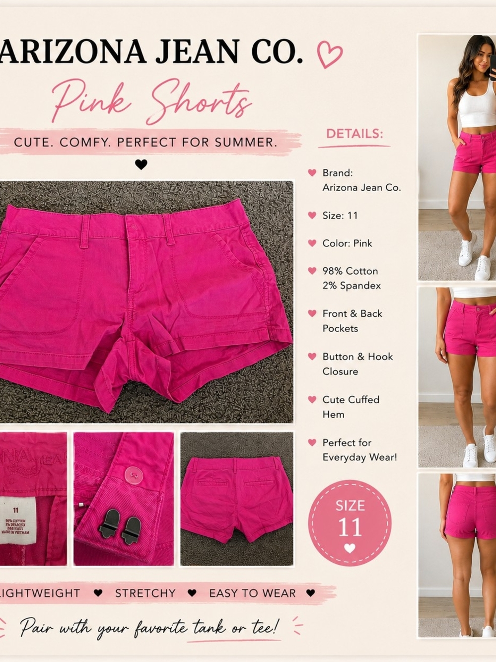 Pink Cuffed Women’s Shorts